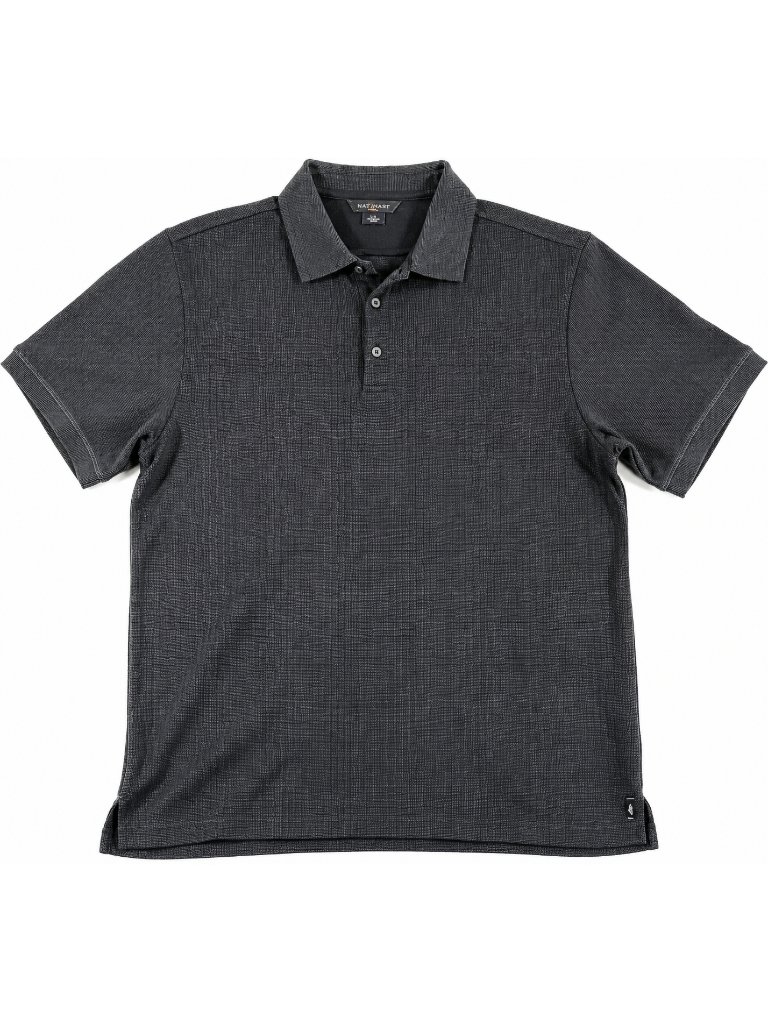 Nat Nast Textured Knit Polo Black Modal Blend Resort Shirt Mens L
